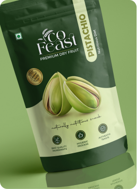 Premium pistachio product packaging mockup with modern label design and realistic branding presentation.