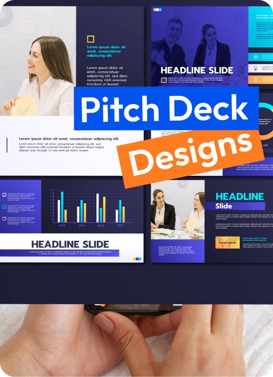 Professional pitch deck presentation slides showcasing modern business design templates.