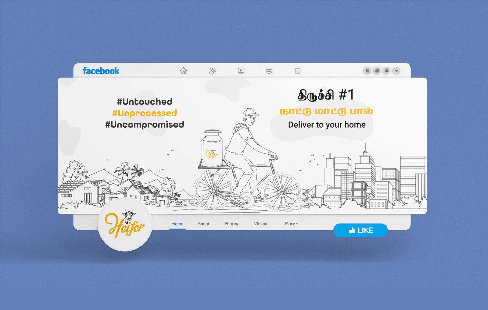 Facebook page cover mockup showcasing promotional banner and brand campaign visuals.